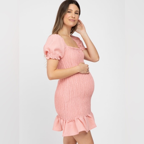 Pinkblush Dresses & Skirts - Pinklush puff sleeve bodycon maternity dress nwot